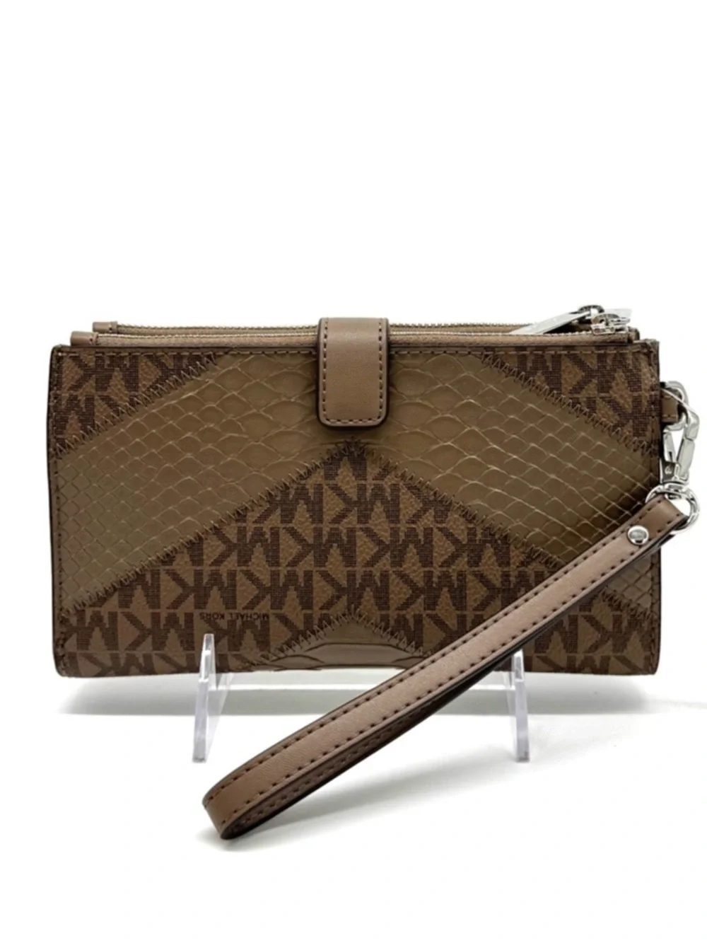 Michael Kors Large Jet Set Travel Logo Double Zip Wallet Dusk Multi